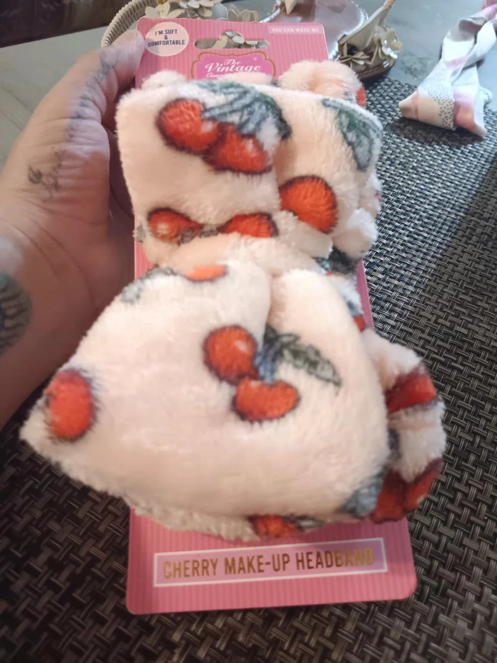 Plush Cherry Print Headband
